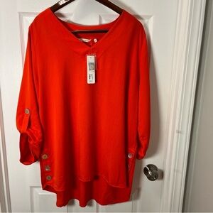 Soft Surroundings Fairmount Tencel Women's Tunic Fiery Red Size 2X
